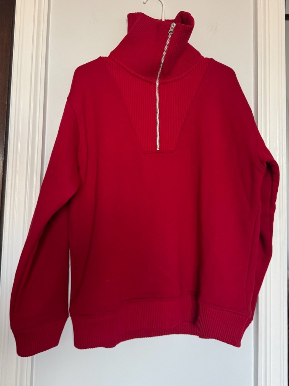 Zara Red Zip Up Turtleneck Sweater in Medium